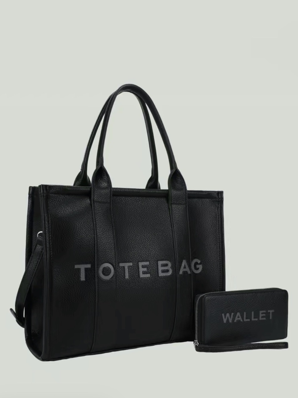 Classic Black Tote Bag with Bold Lettering NWT - Picture 2 of 13